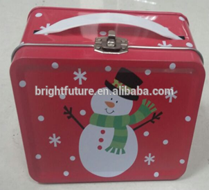 Christmas Prints Hinged Tin Lunchbox